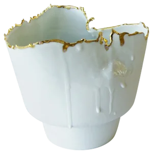 Small Imperfections Porcelain and Gold Vase by Dora Stanczel