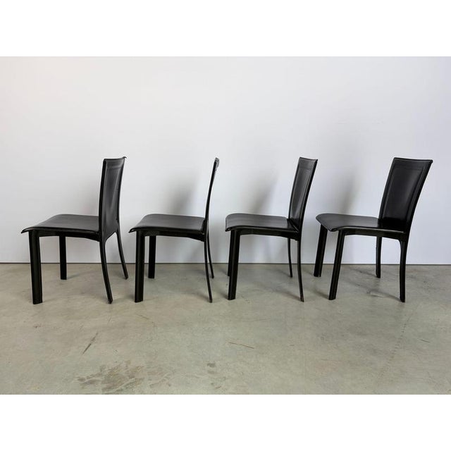 1970s Vintage Black Leather Dining Chairs, 1970s, Set of 4 For Sale - Image 5 of 10