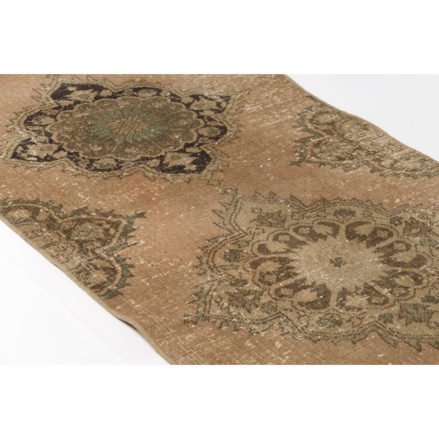 Tan 1960s Muted Earth Tones & Distressed Floral Medallions For Sale - Image 8 of 10