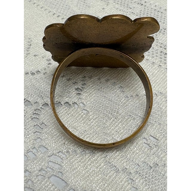 Farmhouse Vintage Whimsical Brass Apple Barrel Napkin Rings, Set of Eight For Sale - Image 3 of 9