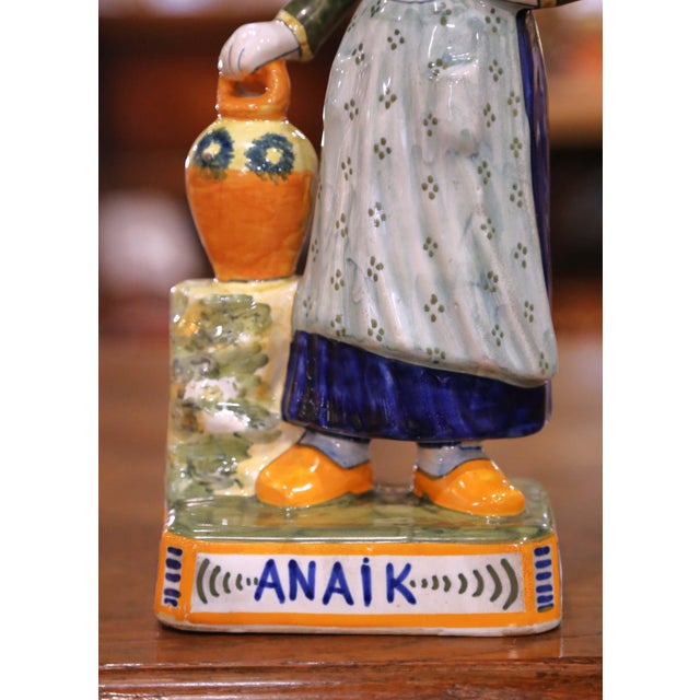 Ceramic 19th Century French Quimper Faience Perrik and Anaik Breton Figures For Sale - Image 7 of 14
