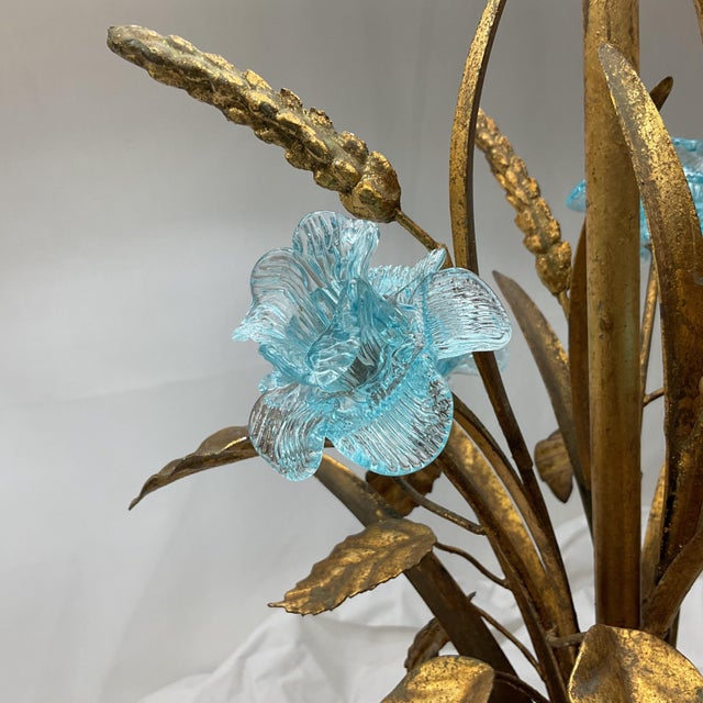 Vintage Italian Gold Leaf and Venetian Glass Table Lamps For Sale - Image 4 of 18