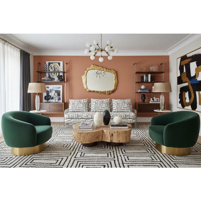 These are very hard to find Vladimir Kagan sofas. Lucite legs with brass hardware. Upholstered in D V Kap Novato - Onyx....