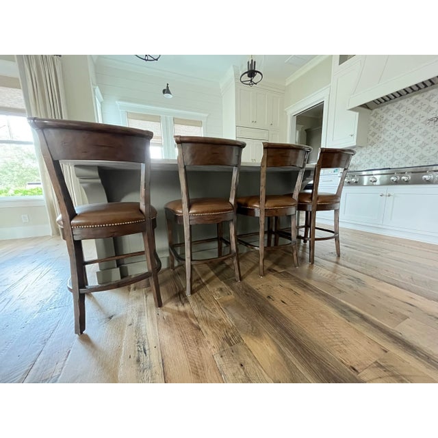 Chaddock Set of 4 Guy Chaddock Leather Bar Stools For Sale - Image 4 of 13