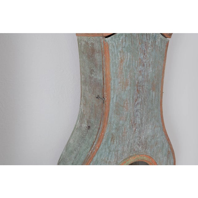 Wood 19th-Century Swedish Rococo Long Case Clock For Sale - Image 7 of 13