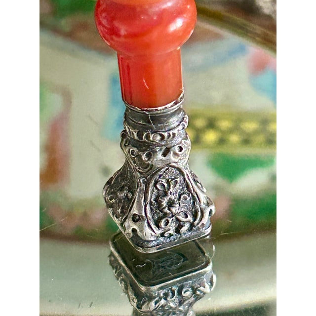 Antique French Silver-Mounted Carnelian Desk Seal For Sale - Image 4 of 6