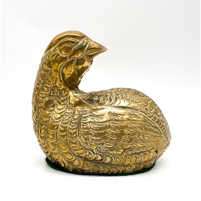 Vintage Brass Quail Bird Figurines – Pair – Hollywood Regency / English Country For Sale - Image 12 of 12