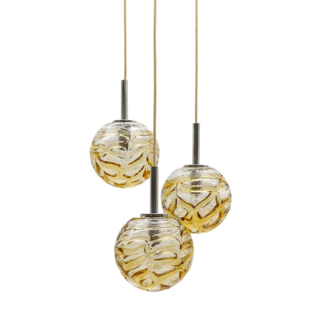 Yellow Murano Glass Ball Pendant Cascading Lamp from Doria Leuchten, Germany, 1960s For Sale