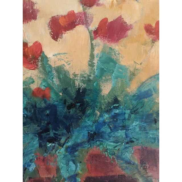 Mid 20th Century Vintage Original Still Life Potted Begonia Flower Oil Painting Signed For Sale - Image 5 of 8