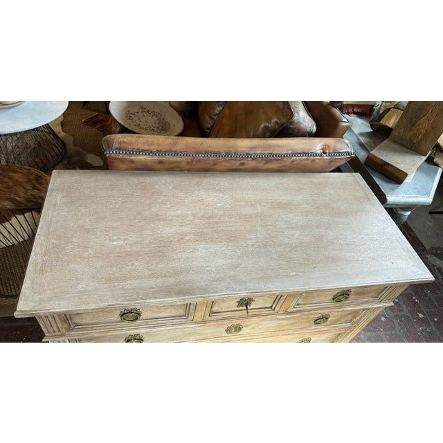 Antique French Louis XVI Style Commode | 1930s Painted Cherrywood Chest of Drawers | Light Gray Distressed Finish For Sale - Image 12 of 12