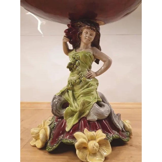 1900 - 1909 Bohemian Monumental Majolica Figural Centerpiece, 1900s For Sale - Image 5 of 11