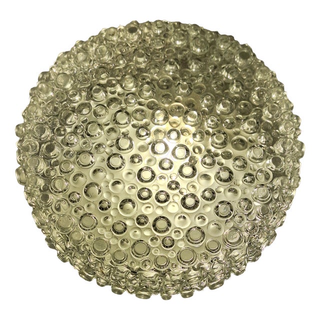 Vintage Ceiling Lamp with Black Metal Mounting and Clear Relief Glass Shade, 1980s For Sale
