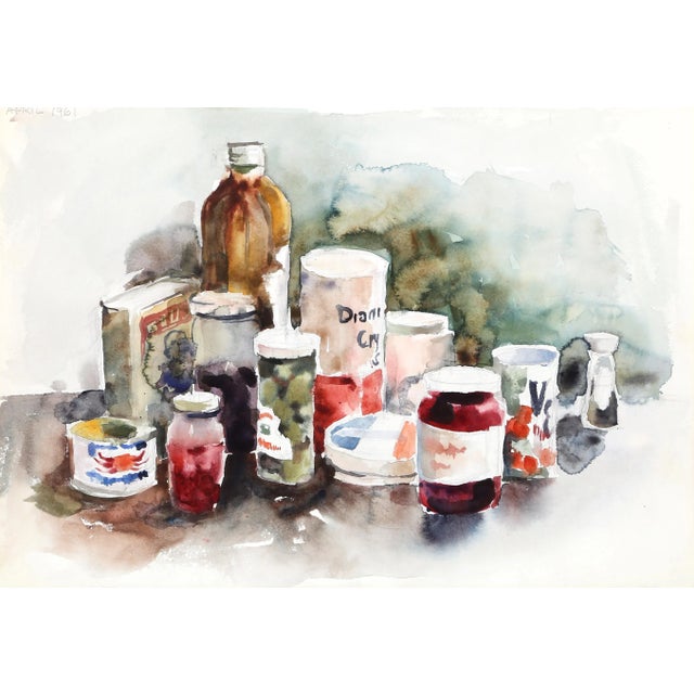 Contemporary Eve Nethercott, Still Life of Pantry Items (P5.15), Watercolor on Paper For Sale - Image 3 of 3