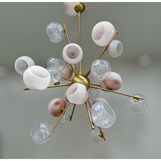 21st Century Opaline and Ombre Blush Murano Glass Sputnik Chandelier by Fabio LTD For Sale - Image 6 of 11