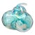 Iridescent Aqua Blue & White Swirled Art Glass Pumpkin Sculpture For Sale