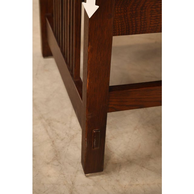 Stickley Mission Collection Set Of Four Oak High Back Spindle Dining Chairs For Sale - Image 17 of 18