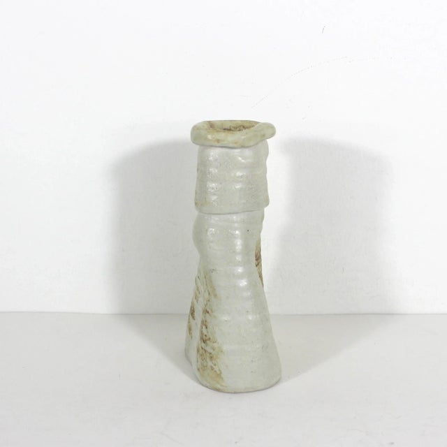 Ceramic Vintage Organic Modern Studio Neutral Pottery Vase For Sale - Image 7 of 9