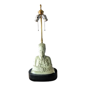 Mid-Century Lamp With Porcelain Bust of Historical Chinese Soldier