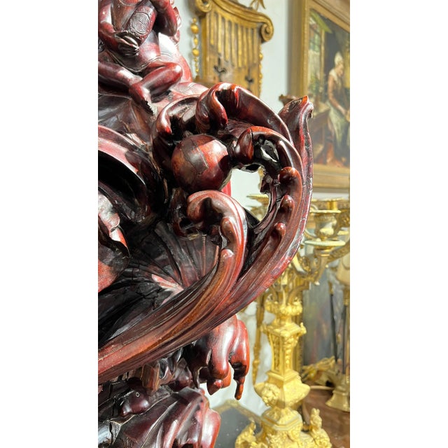 1970s Monumental Chinese Rosewood Guanyin Sculpture For Sale - Image 5 of 12