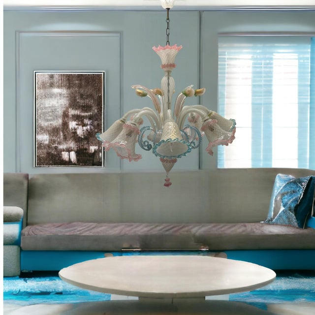 Large Venetian Murano Glass Chandelier, 1960s For Sale - Image 13 of 14