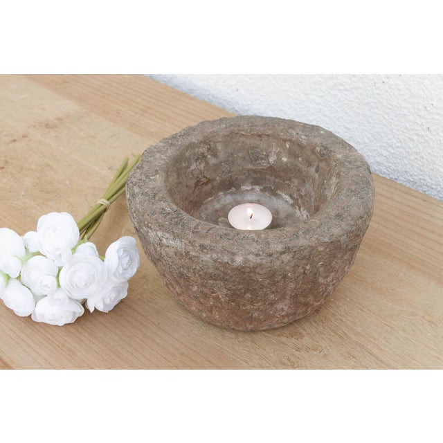 Farmhouse Organic Modern Hewn Stone Bowl For Sale - Image 3 of 7
