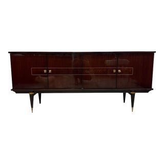 1940s French Art Deco Dark Brown Mahogany Sideboard or Credenzas For Sale