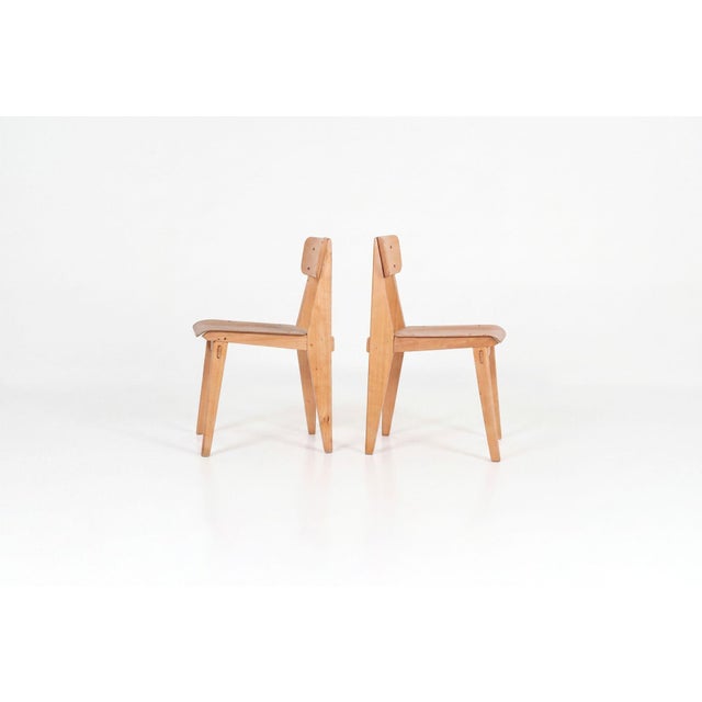 1950s Jean Prouvé, Rare Pair of Chaise Standard Tout Bois, France, Circa 1950 For Sale - Image 5 of 16