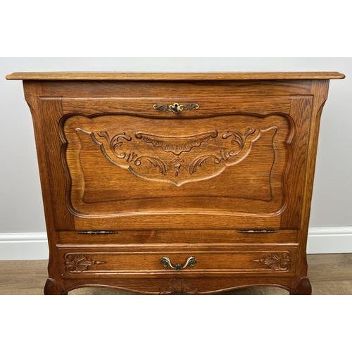 Vintage French Louis XVI Style Oak Carved Nightstand For Sale - Image 4 of 14
