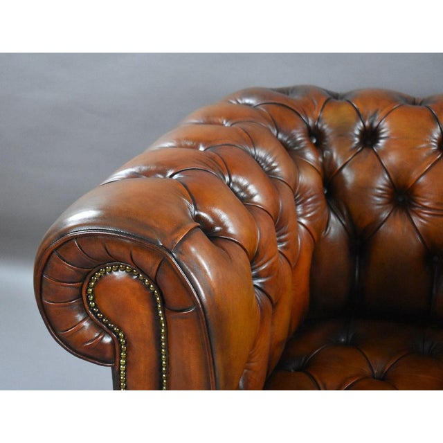 Vintage Chesterfield Club Chairs in Brown Leather, 1930, Set of 2 For Sale - Image 11 of 12