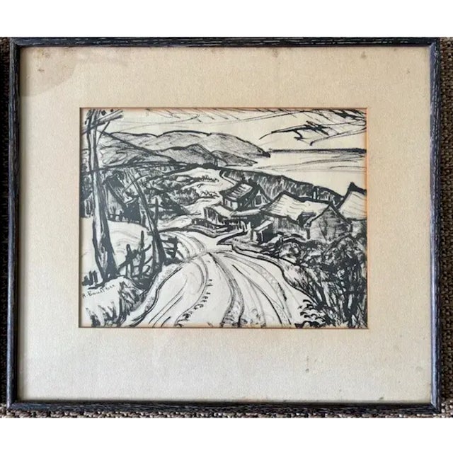 Original Early Mid Century Landscape Ink Drawings by Listed Artist Hesill Boultbee - Signed For Sale - Image 4 of 15