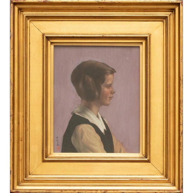 1920s Kanji (Kanzi) Nakamura "Portrait of Betsy" Painting, Framed For Sale - Image 9 of 9