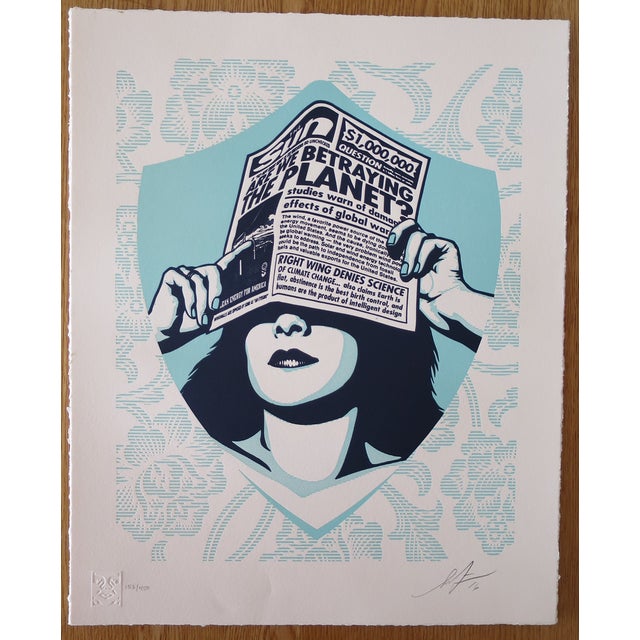 Contemporary Shepard Fairey (Obey), Global Warning Letterpress, 2016, Serigraph For Sale - Image 3 of 5