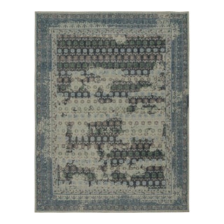Rug & Kilim’s Distressed European Rug in Blue and Teal With Floral Patterns For Sale