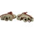 Pair of Ceramic Wayfarer's Flasks from the late 1800s, lenticular in shape with a white background and abstract...