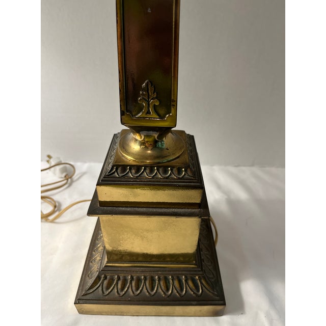 Neoclassical Tall Late 20th Century Neoclassical Accented Brass Lamp For Sale - Image 3 of 9