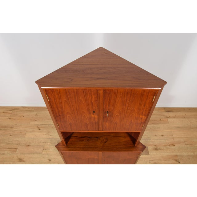 Mid-Century Corner Teak Cabinet, Denmark, 1960s For Sale - Image 4 of 15