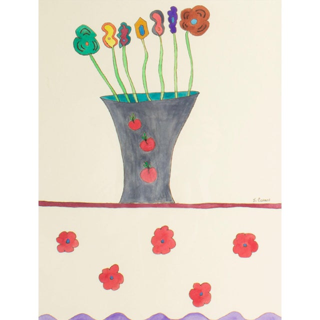 A 1991 gouache painting by the American artist Steven Conant (born 1949). Titled "Fictitious Flowers #2," this whimsical...
