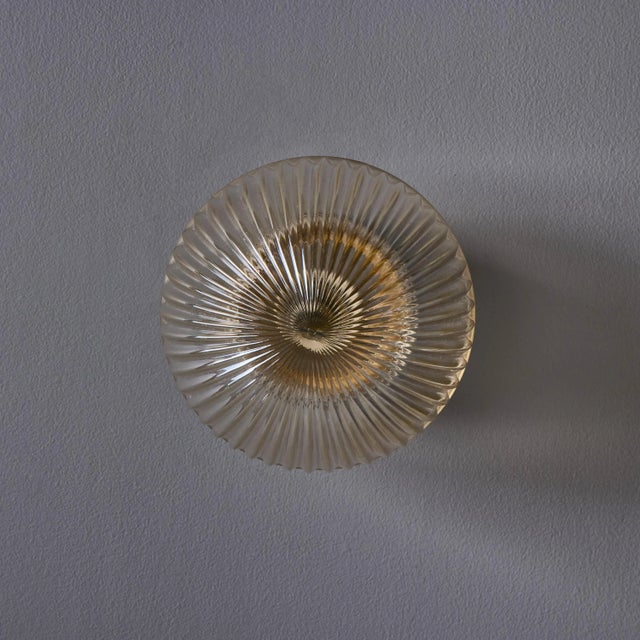 1960s Swedish Modern Pressed Glass & Porcelain Wall or Ceiling Lamp For Sale - Image 13 of 13