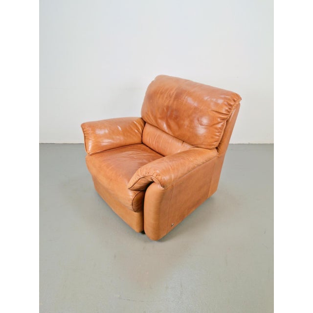 Tan Calf Leather Lounge Chair from Natuzzi, Italy, 1990s For Sale - Image 8 of 15