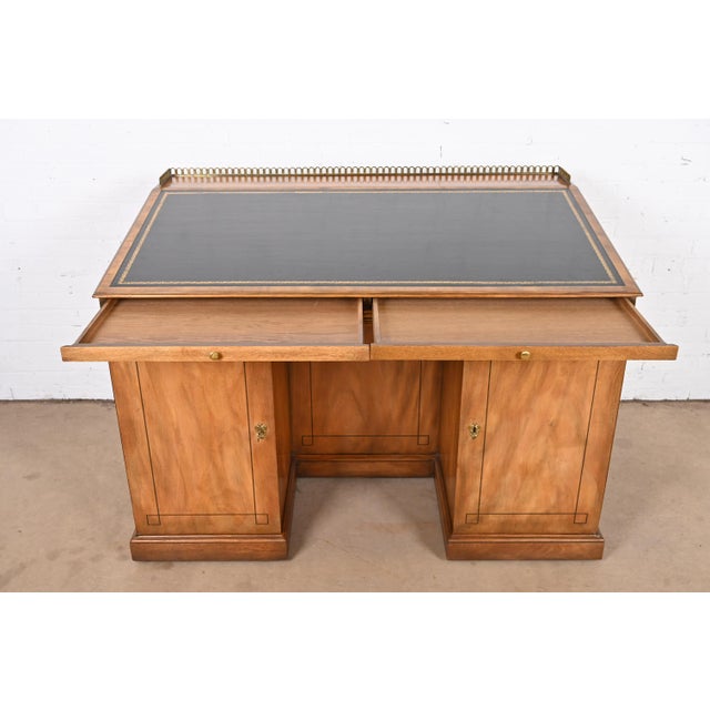 Baker Furniture Company Baker Furniture Georgian Flame Mahogany Leather Top Slant Front Architect's Desk, Circa 1960s For Sale - Image 4 of 13