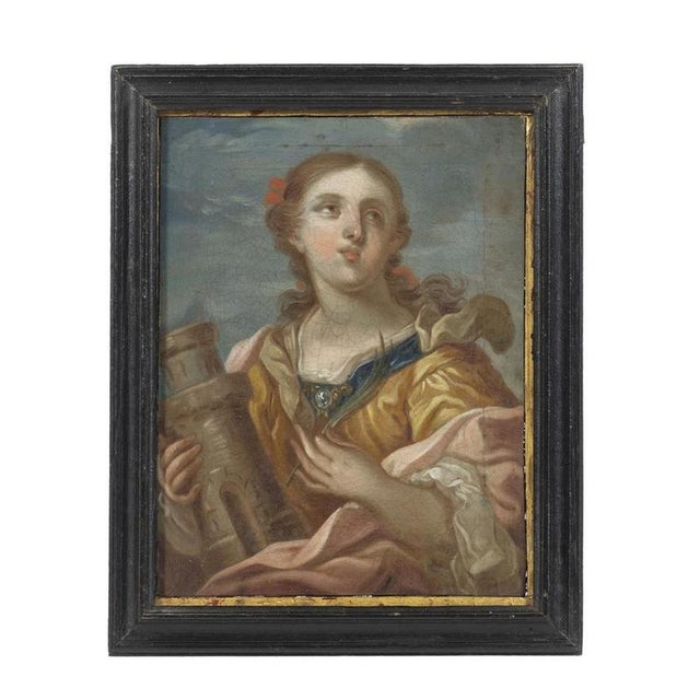 Religious Artist, Saint Barbara, 18th Century, Oil on Canvas For Sale - Image 6 of 6