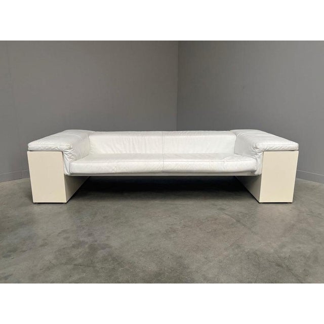 White Leather Brigadier Sofa by Cini Boeri for Knoll, 1980s For Sale - Image 3 of 18