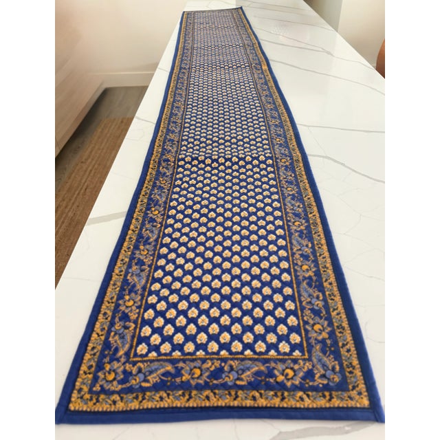 Williams Sonoma Blue and Yellow French Country Floral Large Table Runner For Sale - Image 9 of 9