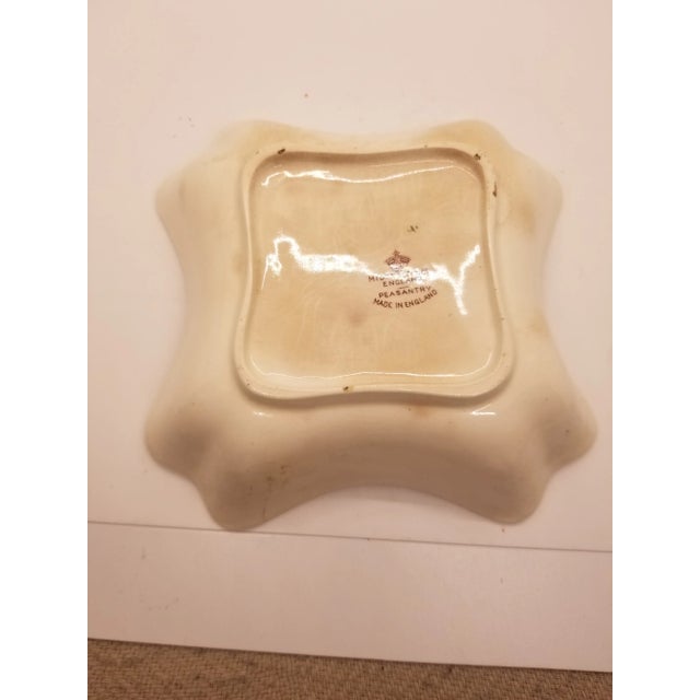 This beautiful vintage dish is Myott Son & Cs England Peasantry Ceramic Grazen Handpainted Dish with florals depicted