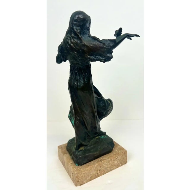 Bronze Bessie Potter Vonnoh " Butterflies" Dancing Girl Bronze Sculpture Signed For Sale - Image 8 of 13