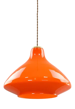 Mid-Century Italian Orange Glass and Brass Pendant Lamp