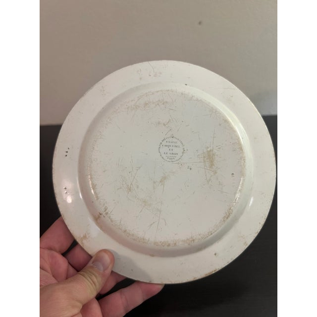 Cream A Antique French Creamware Plate With Black Transfer Decoration, "Vue De La Grande Serre", Circa 1800 For Sale - Image 8 of 12