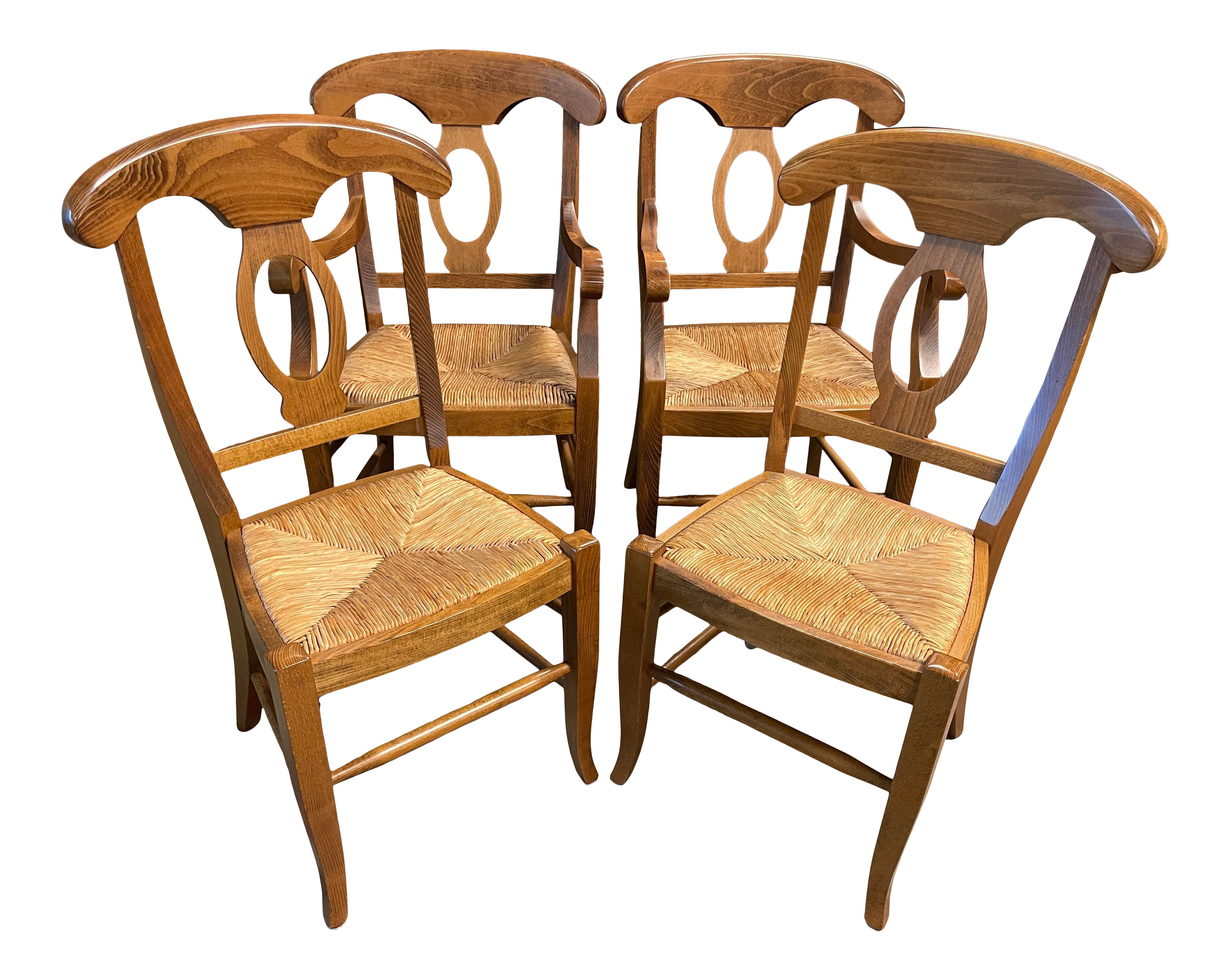 Pottery Barn Napoleon Italian Rush Seat Dining Room Chairs Set of Four