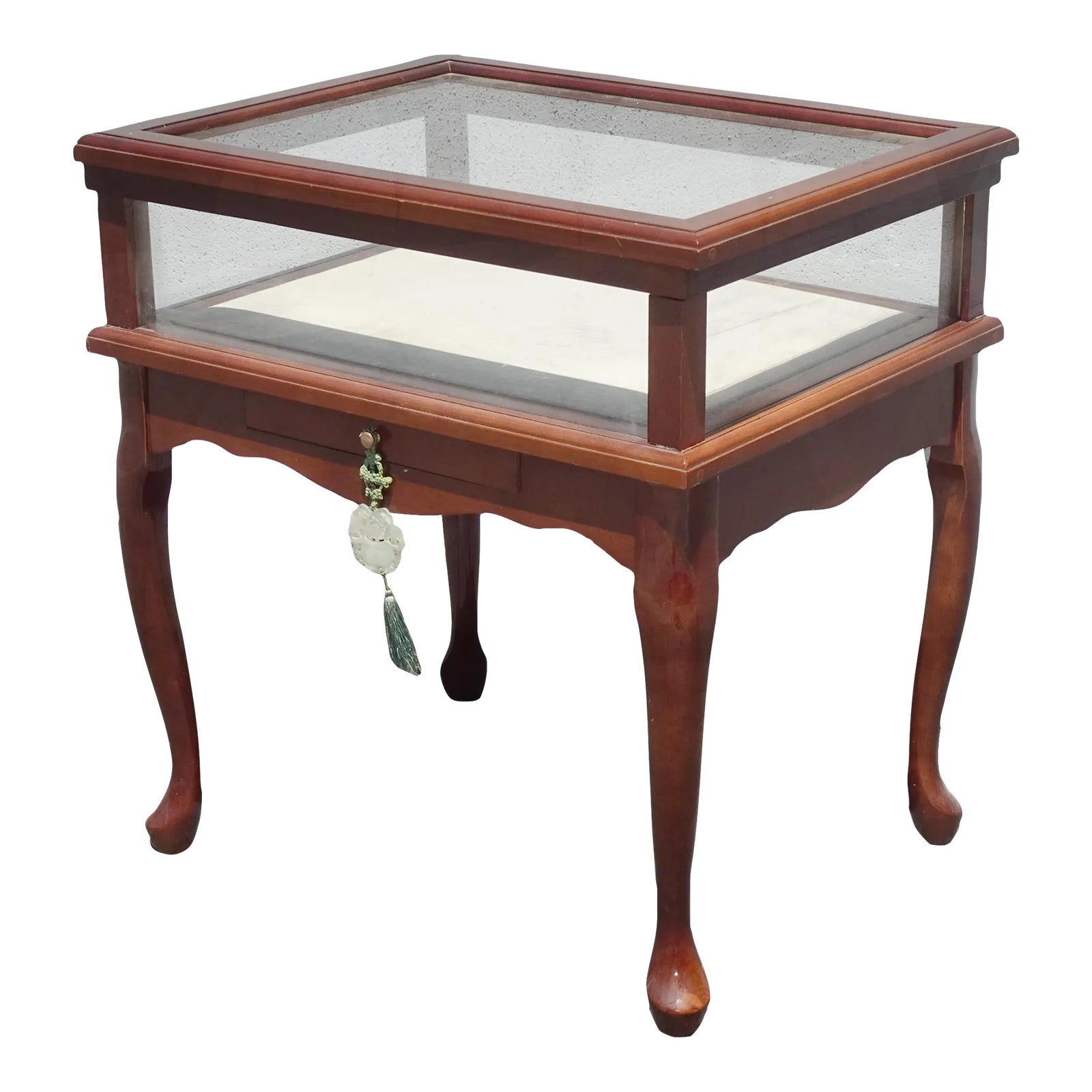 Vintage Brown Shadow Box Display End Table French Country | Chairish