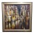 Large Contemporary Cityscape Oil Painting by Artist Bridges - Custom Shadowbox Frame For Sale